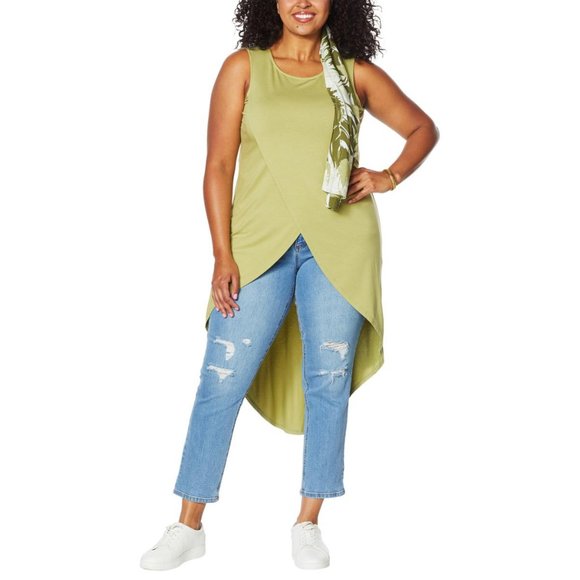 NWT G BY GIULIANA ECOLUXE DRAMA TANK WITH SCARF SAGE PXL - Picture 2 of 15
